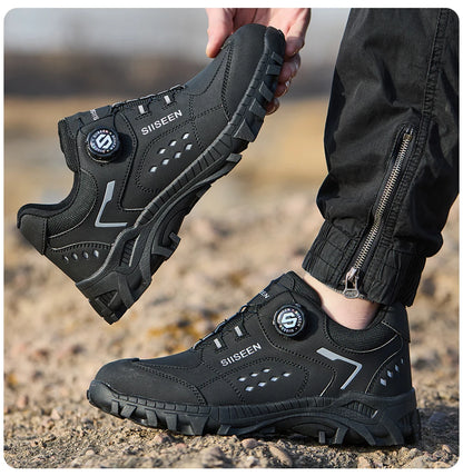 Botas de seguridad con puntera de acero para hombre - Calzado de trabajo resistente a perforaciones, antideslizante y duradero para la construcción y uso industrial en exteriores.