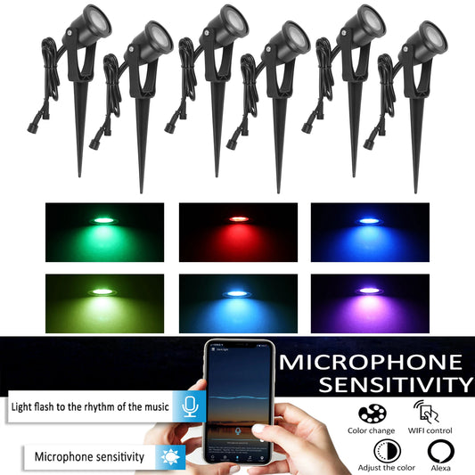 Luces inteligentes LED Wi-Fi Magic Home/Alexa para caminos, césped, patio, entrada de vehículos y jardines. 12 V CC. Función RGB. Iluminación de jardín a color.