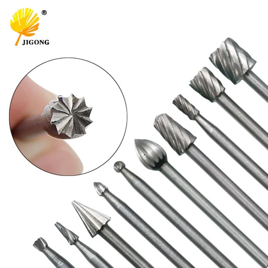 10 brocas de fresado HSS para fresado, herramientas rotativas para tallado, cortador de cuchillas, grabado y trabajo en madera, para Dremel.