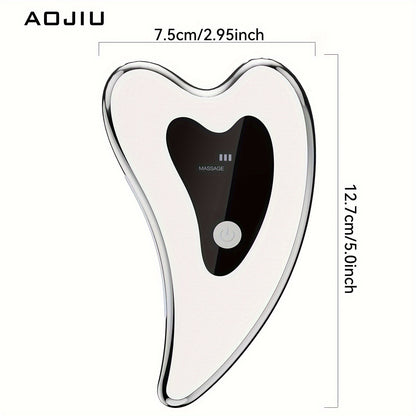 Masajeador facial recargable AOJIU - Tabla de raspado eléctrica con compresa caliente, modos de vibración, batería de polímero de litio, carga USB, herramienta relajante para el cuidado de la piel en casa, regalo perfecto para niñas