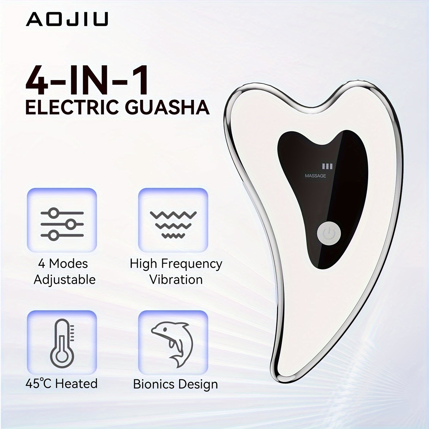 Masajeador facial recargable AOJIU - Tabla de raspado eléctrica con compresa caliente, modos de vibración, batería de polímero de litio, carga USB, herramienta relajante para el cuidado de la piel en casa, regalo perfecto para niñas