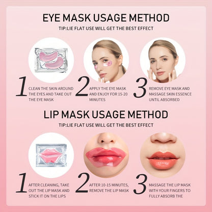 Mascarilla de ojos con cristales rosas (3 unidades x 2 o 5 unidades x 2), hidratante, rejuvenecedora, para el cuidado de la piel y exfoliante.