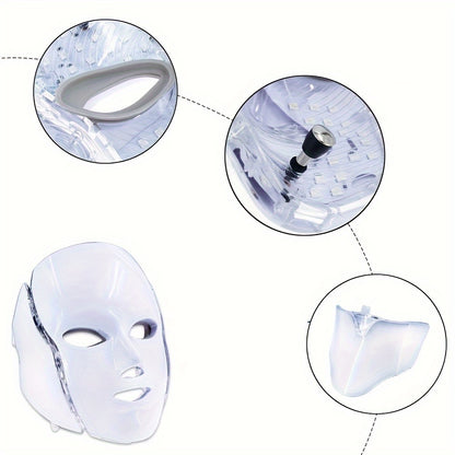 Máscara facial con luz LED de 7 colores para el cuidado de la piel facial y el cuello, regalo navideño para mujeres.