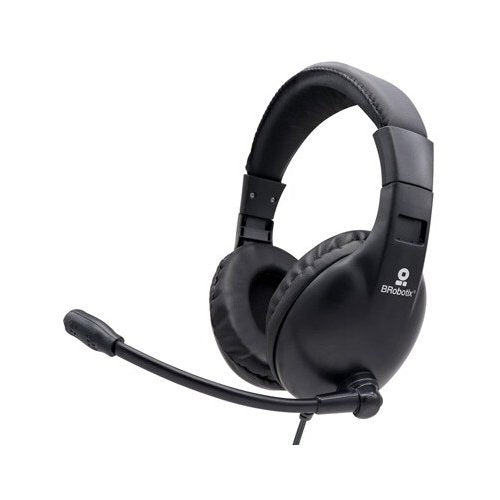 BROBOTIX DIADEMA AUDIFONO TIPO GAMER CON MICROFONO AJUSTABLE, ACOLCHADO EXTRA SUAVE - 1 Conector 3.5 mm para Microfono y Audio - Control de Volumen - Color Negro