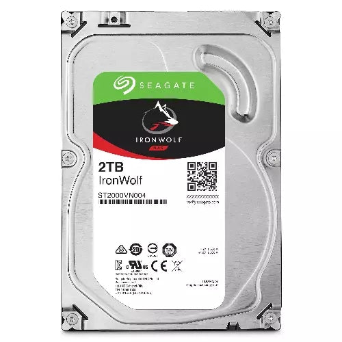 Disco Duro Interno 2TB 3.5" SATA 6Gb/s 5400RPM 256MB, para NAS de 1-8 bahías, Hot Plug 24x7, 3 años de garantía, IronWolf NAS Seagate